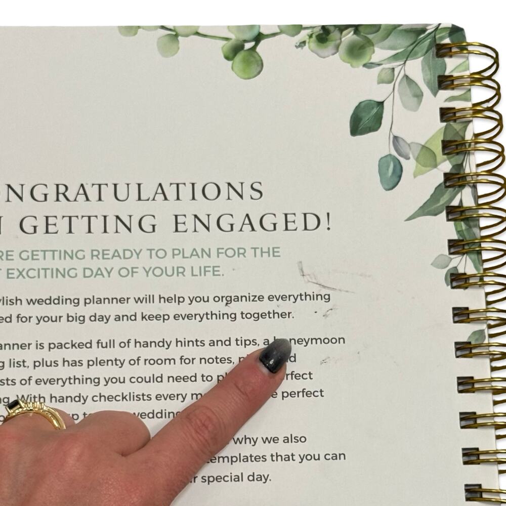 Complete Wedding Planner White Green Leaves Spiral Workbook Your Perfect Day NEW - Picture 2 of 5